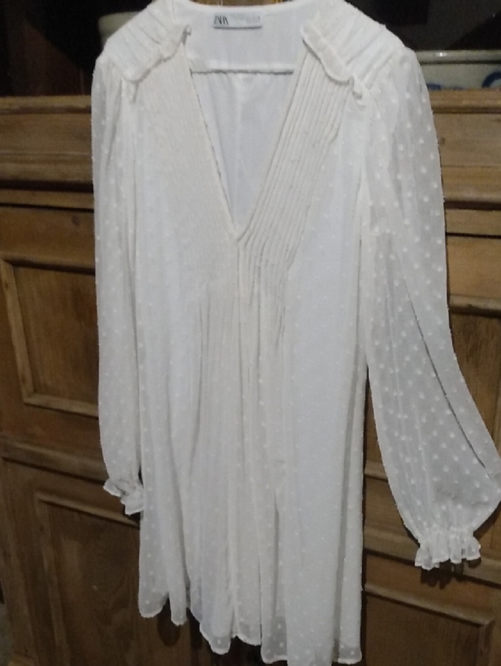 Zara White Plumetti Dress